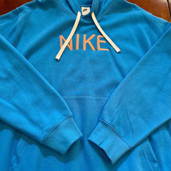**NWOT*** Nike Men’s Sportswear Blue Pullover Hoodie with Orange Nike Logo -2X - Picture 2 of 11
